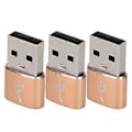 Pikkukuva 3 / 5: 3 kpl USB 2.0 uros - TypeC naaras U-levysovitin metallinen USB - TypeC -sovitin kannettavalle tietokoneelle ja matkapuhelimelle (kulta)
