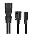 Miniatyrbillede 3 af 5: C14 til C7 + 1-15R Y Splitter Strømstik Ledning Enkelt IEC 320 C14 til C7+1-15R Ledning