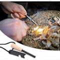 Miniatyrbilde 2 av 3: Flint og stål, flinttenner for overlevelse i bushcraft, magnesiumstift-ildstartersett med håndlaget trehåndtak 2 stk -