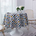 Miniatyrbilde 1 av 5: Bomulls- og linbordsduk i rund form, twill-bordsduk, enkel nordisk stil, frisk, slitesterk, gjenbrukbar, rynkebestandig dekorasjon for kjøkken, spisestue