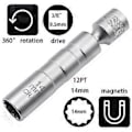 Miniatyrbillede 2 af 5: Magnetisk Universal Led Spark Plug Nøgle, Tyndvægget 12 Kant 3/8 Tommer Cr-v Drejelig Tændrørsfatning, Tændrørstrækker, Tændrørsfjernelsesværktøj (14