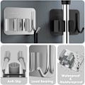 Miniatyrbilde 3 av 5: Mopholder, veggmontert kosteskaftholder 4 stk, veggmontert kost, justerbar mopholder, kosteskaftholder veggmontert, mopp- og kosteskaftholder-arrangør