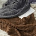 Miniatyrbillede 3 af 5: Strikket tæppe, nordisk håndlavet strikket modetæppe til bløde tæppeoverkast til sofa Bedsure tæppe sengetæppe, grå-110x150CM
