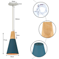 Miniatyrbillede 5 af 5: Moderne enkel loftslampe i metal og træ, justerbar DIY-pendellampe, 2 stk., mørkeblå