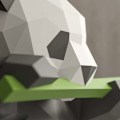 Pikkukuva 2 / 5: Origami Panda syö bambua Papercraft DIY 3D-malli Geometrinen taitettu paperi kodin DIY-koristeluun (Iridescent Paper)-Fei Yu
