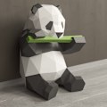 Pikkukuva 3 / 5: Origami Panda syö bambua Papercraft DIY 3D-malli Geometrinen taitettu paperi kodin DIY-koristeluun (Iridescent Paper)-Fei Yu