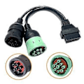 Miniatyrbillede 2 af 5: 6-benet J1708 eller 9-benet J1939 til 16-benet OBD2 OBDII Adapterkabel til Lastbil Bil