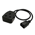 Pikkukuva 1 / 5: 60 cm IECC14 Uros - UK 3-nastainen Naaras Pistorasia Virtajohto Elektroniikalle