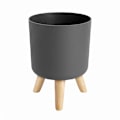 Miniatyrbillede 1 af 5: Moderne plantepotter med træbenholder soveværelse stue gulvstående potteplantepotte hjem haveplanter-1