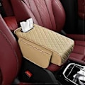Miniatyrbillede 2 af 5: Bil Armlænsbetræk PU Læder med Vævsopbevaring Memory Foam Højde Pude Auto Center Armlæn Beskyttende Pude Støtte C