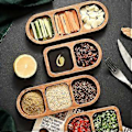 Miniatyrbillede 2 af 5: Massivt Træ Rektangulær Bakke Krydderibakke Morgenmad Mad Sushi Brød Dessert Sauce Bakke Køkken Aftensmad Krydderibakke A