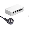 Pikkukuva 1 / 5: 5 Portin 100Mbps Ethernet-kytkin Mini-kytkin Kannettava RJ45-keskitin Ethernet-jakaja virtajohdolla EU-pistoke