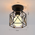 Miniatyrbillede 4 af 4: Retro loftslampe semi-flush loftlampe pendellampe metal bur hængende armatur - sort