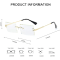 Miniatyrbild 2 av 3: Rimless rektangulära solglasögon ultralätt metallram glasögon mode fyrkantiga