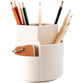 Miniatyrbillede 1 af 5: Roterende penneholder med 3 rum Desktop Organizer Kreativ skrivebordsarrangør Blyantholder Makeup børsteholder Multifunktionel opbevaring R