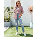 Miniatyrbillede 4 af 5: Dame Fløjlsbluse Løs Afslappet Elegant Ensfarvet Langærmet Knaplukning Bluse Toppe med Lomme Pink S