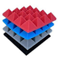 Miniatyrbillede 2 af 5: 24 stk. 25X25X5Cm Studio Akustisk Lydisolerende Skum Pyramid Støjisolering Lydabsorberende Behandlingspaneler Sort+Rød