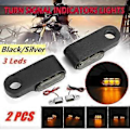 Miniatyrbillede 2 af 5: 2 STK 12V Motorcykel Blinklys LED Blinklys Styr Amber Signallampe Blinker, Beslag, Sort