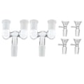 Miniatyrbillede 1 af 5: Glasrørsadapter, 2 stk. 14 mm han til dobbelt 14 mm hun adapter med 4 stk. 14 mm transparent glas tragtadapter, genanvendelig