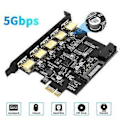 Pikkukuva 3 / 4: Enhances Connectivities USB3.0 -laajennuskortti, 5 porttia ja etuosan SATA-virtakeskittimet