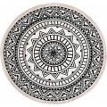 Pikkukuva 1 / 5: Pyöreä matto, 120 cm, hapsutettu pyöreä matto, liukumaton, käsin kudottu ja helppo puhdistaa, boheemi mandala-kuvio, puuvillamatto-Fei Yu