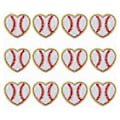 Miniatyrbillede 1 af 5: 12 stk. Baseball Hjerte Patch Guld Kanter Baseball Stryge-på Patches Baseball Applikation til DIY Dekorativt Tøj