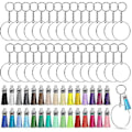 Miniatyrbilde 1 av 5: Akryl Nøkkelring Emner, 120 stk Akryl Ornament Emner Kit Inkludert Akryl Emner, Nøkkelring Dusker