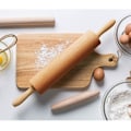 Miniatyrbilde 4 av 5: Klassisk tre kjevle - 18 tommers tre kjevle med håndtak Solid tre rullepinne Baking Profesjonell deigrull for hjemmebakeri Pi