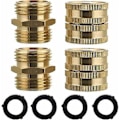 Miniatyrbillede 1 af 4: Haveslangeadapter, Han til Han, Hun til Hun, 3/4'' Messingkobling, 4-pak med 4 ekstra spændeskiver