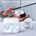 Miniatyrbillede 4 af 5: Vækkeur med natlys, indbygget batteri, 6 scener & hvid støj til bedre søvn, 10 farver natlys med D