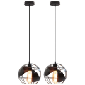 Miniatyrbilde 1 av 4: 2 stk Retro Pendellampe Globe Kart Hængende Loftlampe Lampeskærm Justerbar Lysekrone