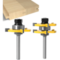 Miniatyrbillede 2 af 4: 6MM skaft Matched Tongue og Groove Cutter Sæt 3 Tænder T Form Træ Cutter Skæring Træbearbejdning Værktøj (6MM)