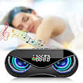 Miniatyrbild 4 av 5: ABS Multifunktionell Väckarklocka Bluetooth Högtalare Röstmeddelande Samtalsfunktion Oberoende Membran Blinkande Färgglatt Ljus Högtalarlåda Svart
