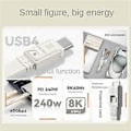 Miniatyrbillede 4 af 5: USB4 Datakabel Bærbar Nøgleringssæt 40Gbps USB C til Type C Kabel PD 240W til 3/4 15 Pro Hvid