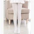 Miniatyrbillede 3 af 5: Hvide Børn Piger Fløjls Ballettights Danse Strømper Mikrofiber Strømper Professionel Dans L
