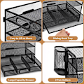 Miniatyrbillede 3 af 5: Mesh Brevbakke, Skrivebordsarrangør, Filarrangør, A4-dokumenter, Arkivbakker til hjem, kontor, skole (Metalnet, 4 niveauer + skuffe + penneholder)