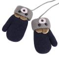 Miniatyrbillede 2 af 5: 1 par Toddlers Kids Varme Vinter Fuldfinger Votter Baby Tykke Fleece Foret Ski Handsker - Blå