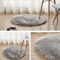 Miniatyrbild 2 av 5: Faux päls mjuk fluffig enkel fårskinn stule stil matta, Faux Fleece stolsskydd sittdyna mjuk fluffig lurvig matta för sovrum soffa golv