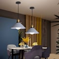 Miniatyrbillede 2 af 4: Vintage Industrielle Pendellampe Metal Hængende Loftlampe Grå Lysekrone 2stk