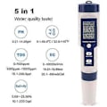 Miniatyrbillede 2 af 5: 5 I 1 Digital Måler Tds / Ec / Ph / Saltholdighed / Temperatur Vandkvalitets Overvågnings Tester (hs)
