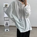 Miniatyrbild 5 av 5: Långärmad T-shirt för män V-ringad Trendig Minimalistisk Casual Topp för Män för Daglig Utomhusbruk Vit L