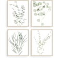 Miniatyrbild 1 av 5: Botaniska växtvägg konsttryck - Set med 4 växtvägg dekortryck Blommigt kök Blommor Blad Väggkonst Boho Blad Eukalyptus