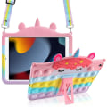 Miniatyrbillede 1 af 5: Ipad 10.2 Etui Ipad 9. 8. 7. Generation Etui Med Kickstand Lanyard Nøglering Silikon Fidget Boble Etui Til Piger Kvinder Sød Regnbue Pop