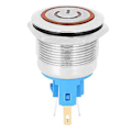 Miniatyrbild 1 av 5: 2st DC12-24V 22mm 6-Pin Självlåsande Tryckknappsbrytare i Rostfritt Stål, Orange LED-Indikator, Hållbar & Vattentät, Idealisk för Fordon &