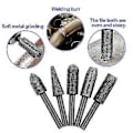 Miniatyrbillede 5 af 5: 5 stk./sæt 6 mm præget roterende fil i stål, elektrisk slibehoved, specialformet fil, blød metalboring Hy