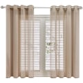 Miniatyrbillede 1 af 5: Sæt med 2 khaki gardiner i hørlook - Øjegardiner Soveværelsesdekoration Semi-transparent til stue Køkken Gardin 140x145cm(Bred