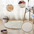 Miniatyrbild 3 av 5: Faux pälsfårskinn matta Faux fleece stolsöverdrag sittdyna mjuk fluffig lurvig matta för vardagsrum sovrum soffa golvmattor (vit, 9
