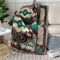 Miniatyrbild 3 av 5: Soffa filt soffa överkast säng överkast stolsskydd resefilt dekorativ filt sofföverdrag med pompom retro etnisk geometrisk mönster 130 c