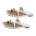 Miniatyrbillede 3 af 5: Flade sandaler med krydsrem, tåring, firkantet snude, elegante damesko til sommer, shopping, date, hverdagsbrug, beige, str. 38
