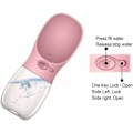 Miniatyrbillede 3 af 3: Hunde Vandboks, Bærbar Vandtæt Hvalpe Vanddispenser med Dyrefoder, Udendørs Gåture, Vandreture, Rejser (350ML, Pink)-Fei Yu